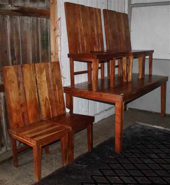 Hardwood dining table & 6 chairs(-)